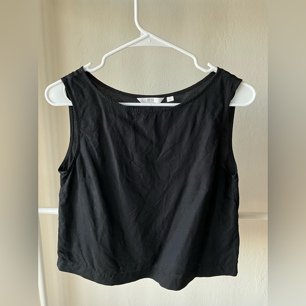 UNIQLO Black Sleeveless linen cotton blend Top size S